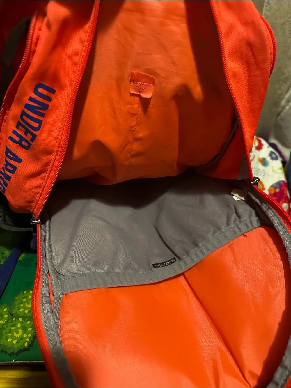Under Armour Men’s Bright Coral Backpack with Navy Accents